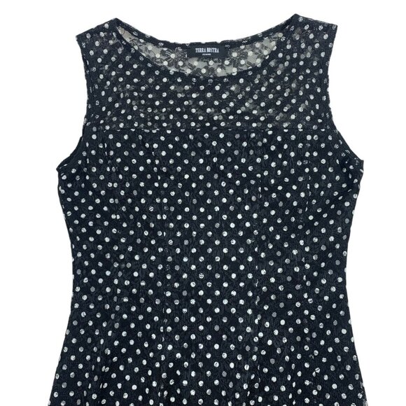 TERRA NOSTRA Polka Dot Dark Navy Blue dress SZ MED - Picture 10 of 12
